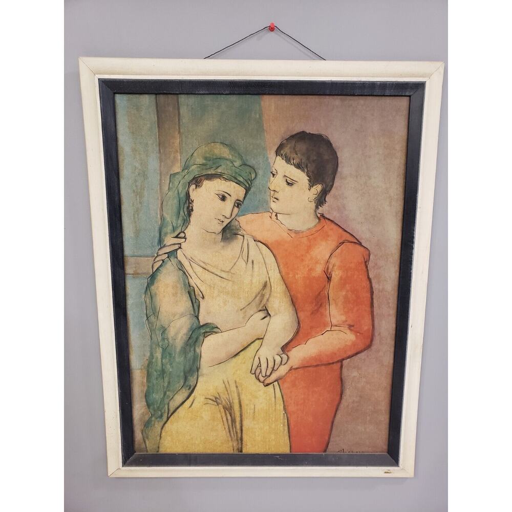 LARGE Vintage Pablo‎ Picasso framed print THE LOVERS rococo french decor romance